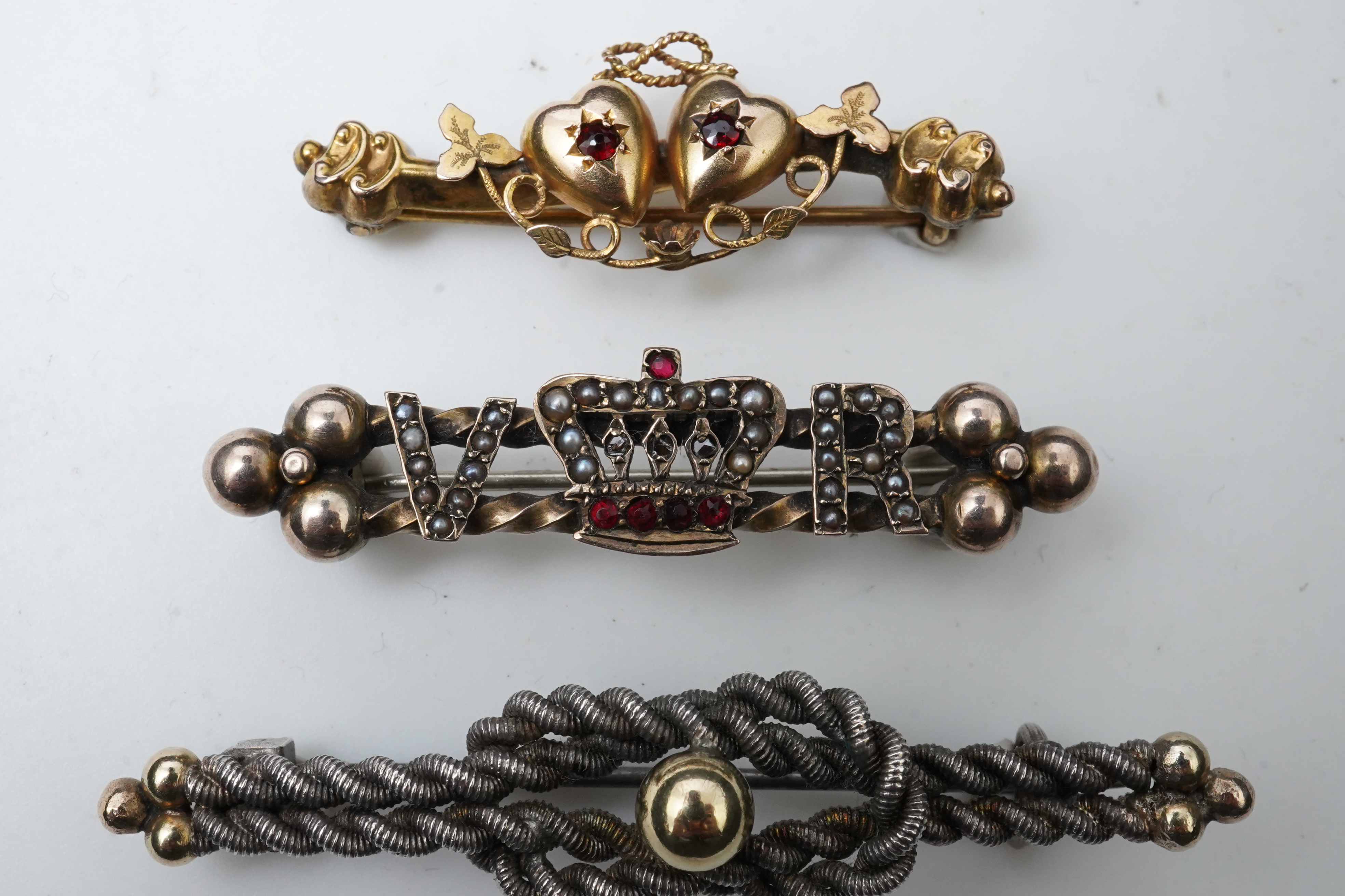 Three late Victorian bar brooches, circa 1900